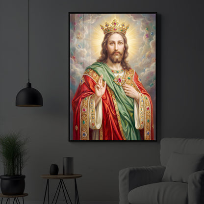 Christ The King Jesus Modern Luxury Backlight Vertical Wall Art