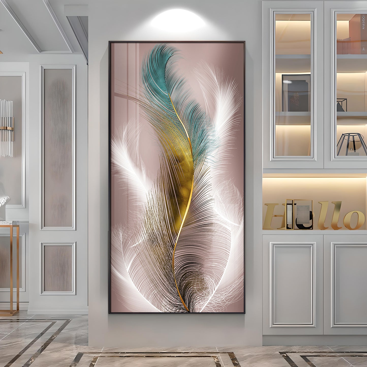 Abstract Feather Premium Acrylic Vertical Wall Art