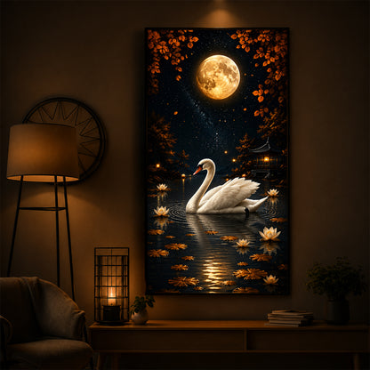 White Swan Modern Luxury Backlight Vertical Wall Art