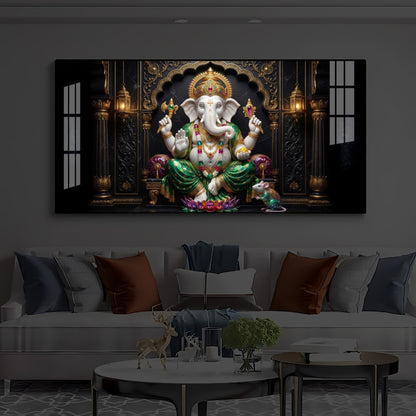 Majestic Lord Ganesha Luxury Backlight Horizontal Wall Art