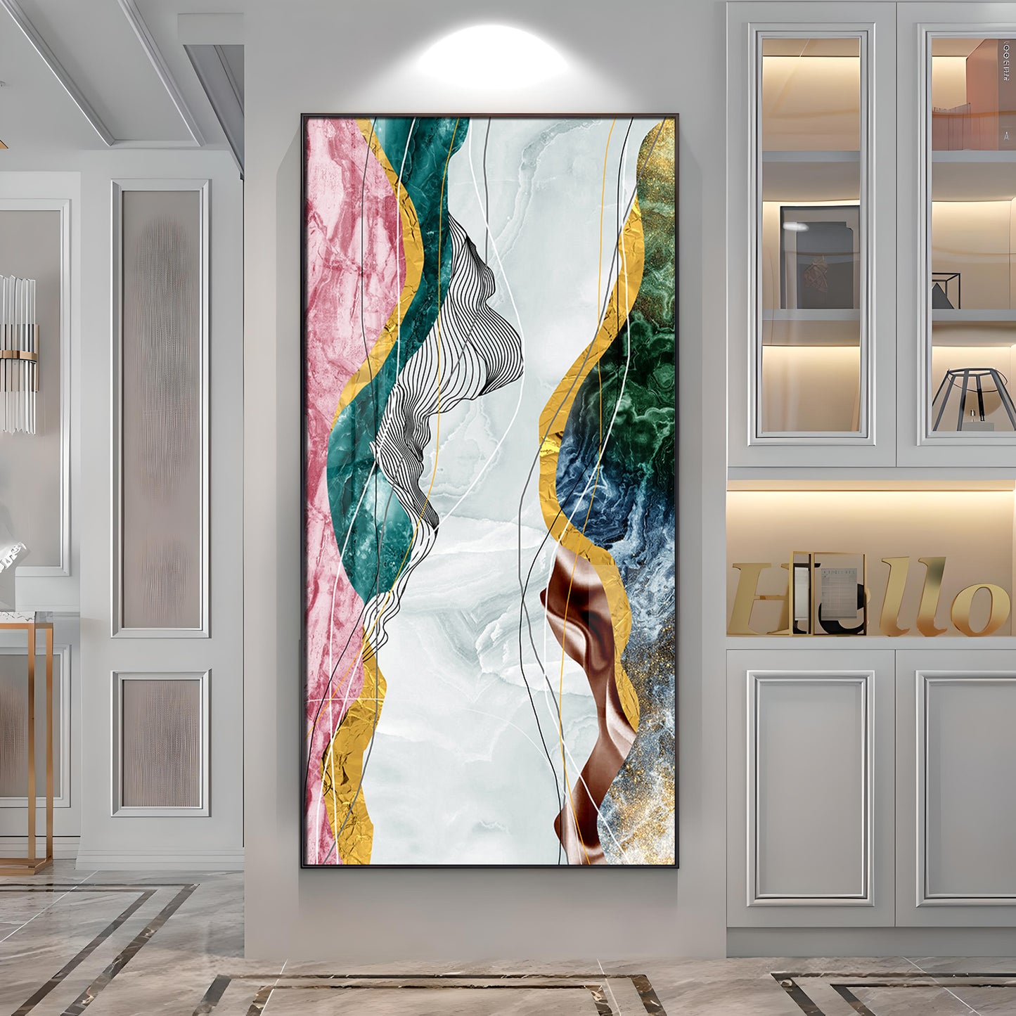 Celestial Marble Fusion Premium Acrylic Vertical Wall Art