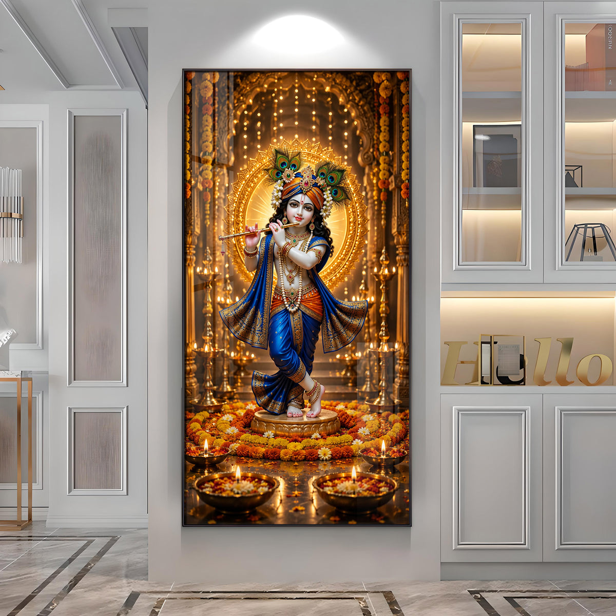 Divine Lord Krishna Premium Acrylic Vertical Wall Art