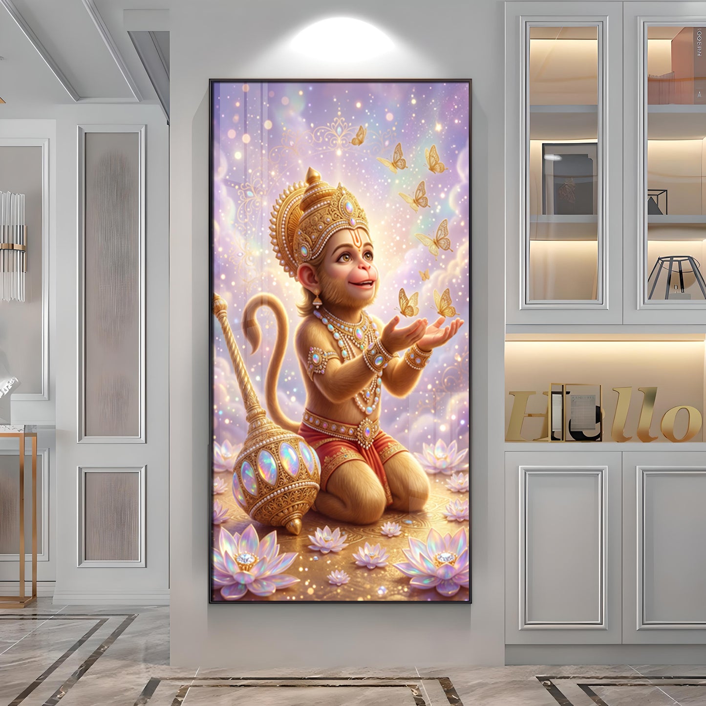 Bal Hanuman Ji Premium Acrylic Vertical Wall Art