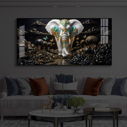 Majestic Elephant Modern Luxury Backlight Horizontal Wall Art