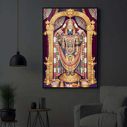 Venkateshwara Swamy Modern Luxury Backlight Vertical Wall Art