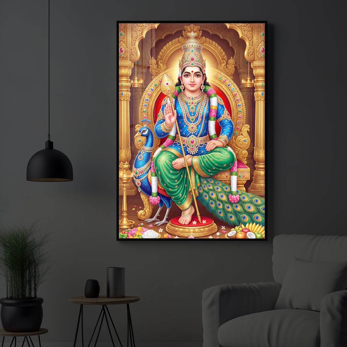 Murugan Bhagwan Modern Luxury Backlight Vertical Wall Art