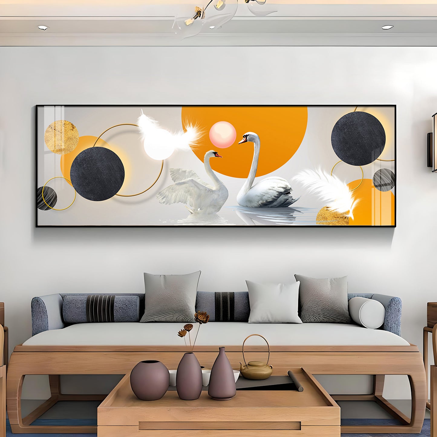 Swans in Sync Premium Acrylic Horizontal Wall Art