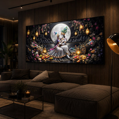 Generic Radha Krishna Romantic Modern Luxury Backlight Horizontal Wall Art
