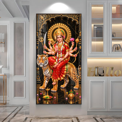 Divine Blessing Durga Premium Acrylic Vertical Wall Art