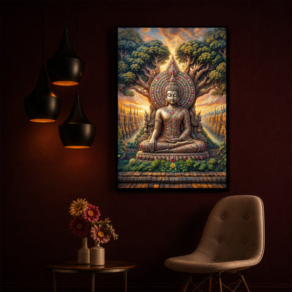 Elevation Buddha Modern Luxury Backlight Vertical Wall Art