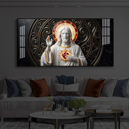 Heart Of Jesus Modern Luxury Backlight Horizontal Wall Art