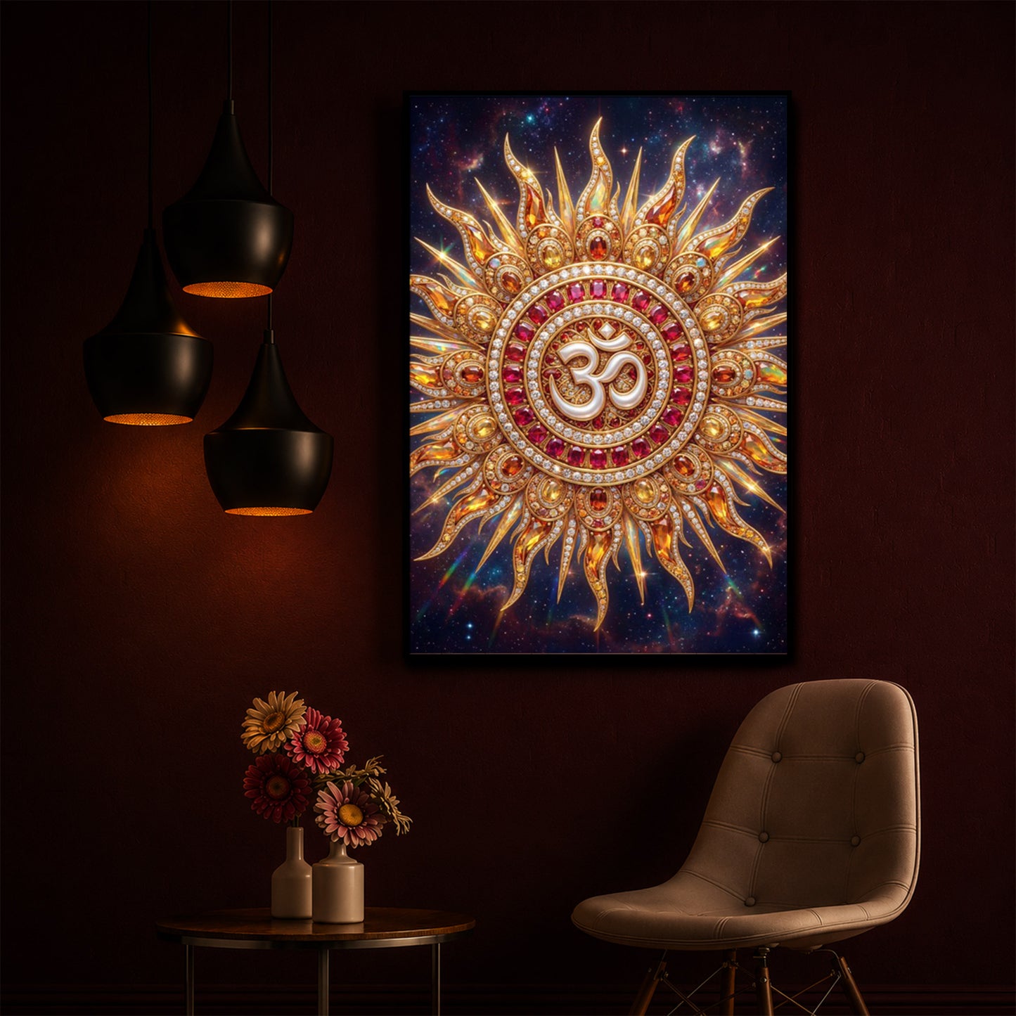 Spiritual White Om Modern Luxury Backlight Vertical Wall Art
