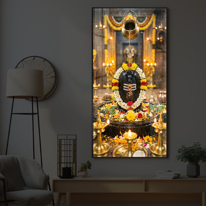 Somnath Jyotirlinga Modern Luxury Backlight Vertical Wall Art