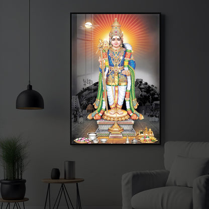 Lord Kartikeyan Modern Luxury Backlight Vertical Wall Art