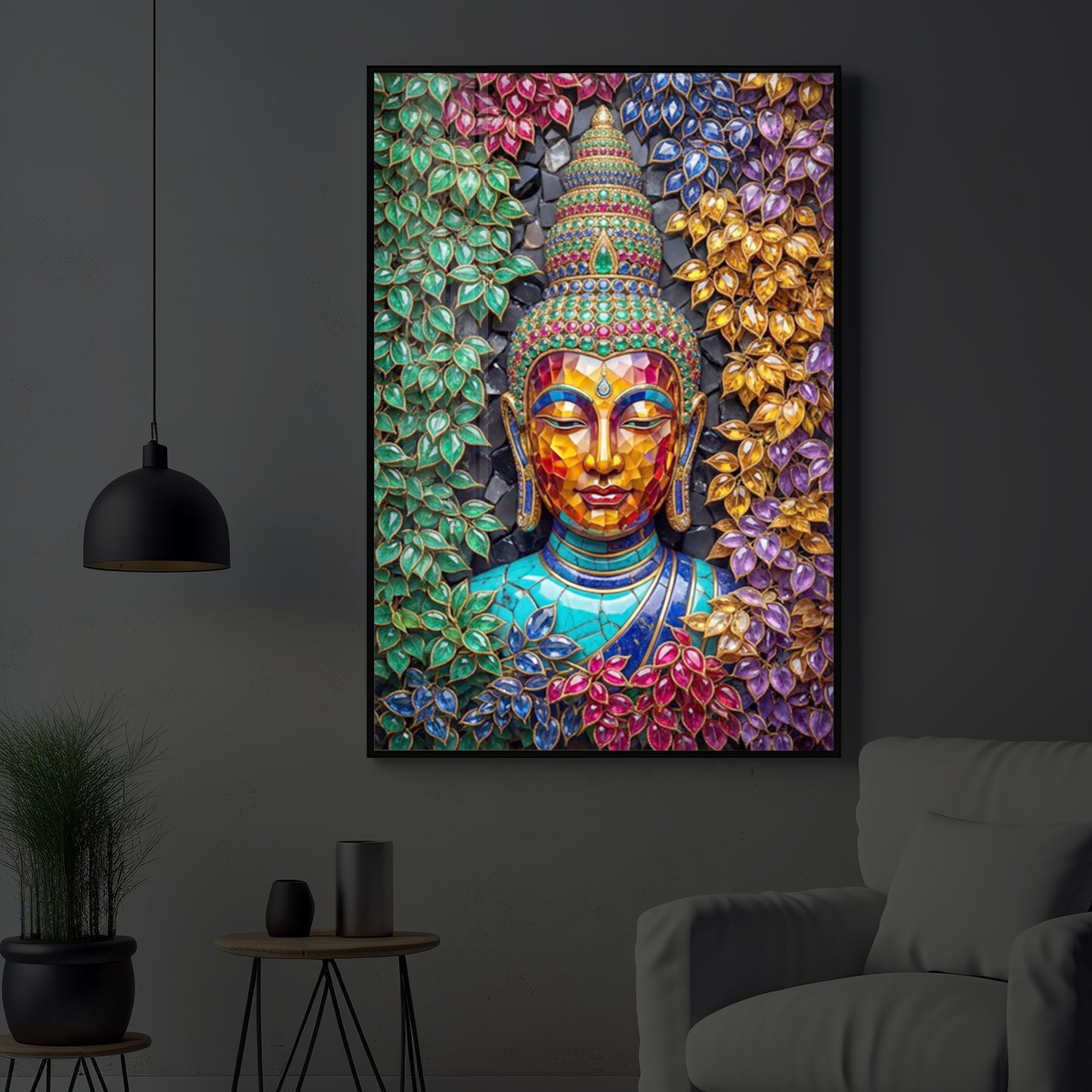 Buddha Colorful Modern Luxury Backlight Vertical Wall Art
