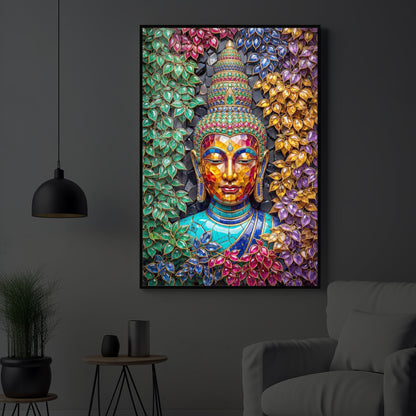 Buddha Colorful Modern Luxury Backlight Vertical Wall Art