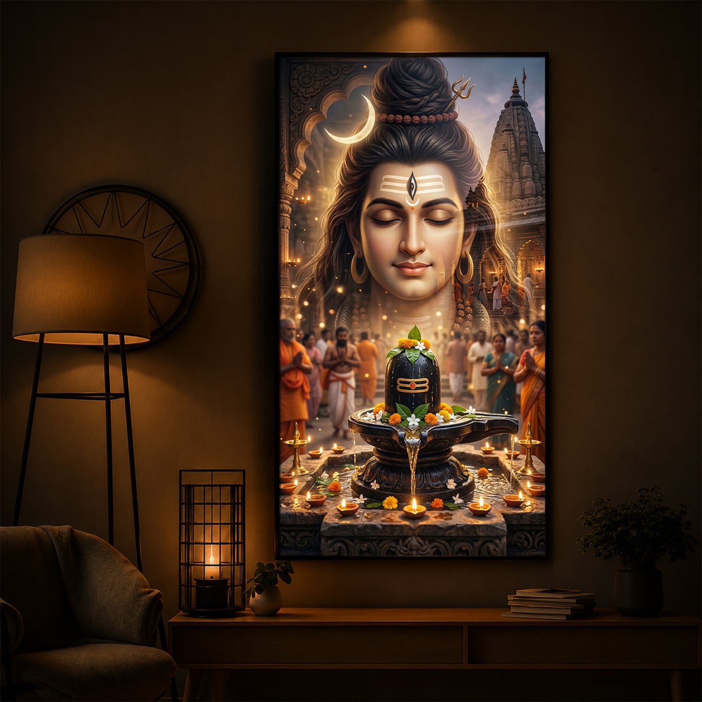Lord Shiva Modern Luxury Backlight Vertical Wall Art