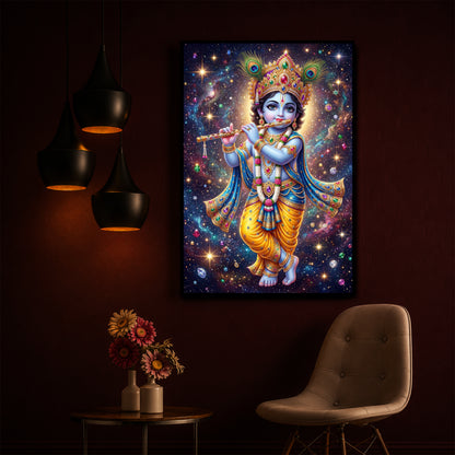 Bal Shree Krishna Modern Luxury Backlight Vertical Wall Art