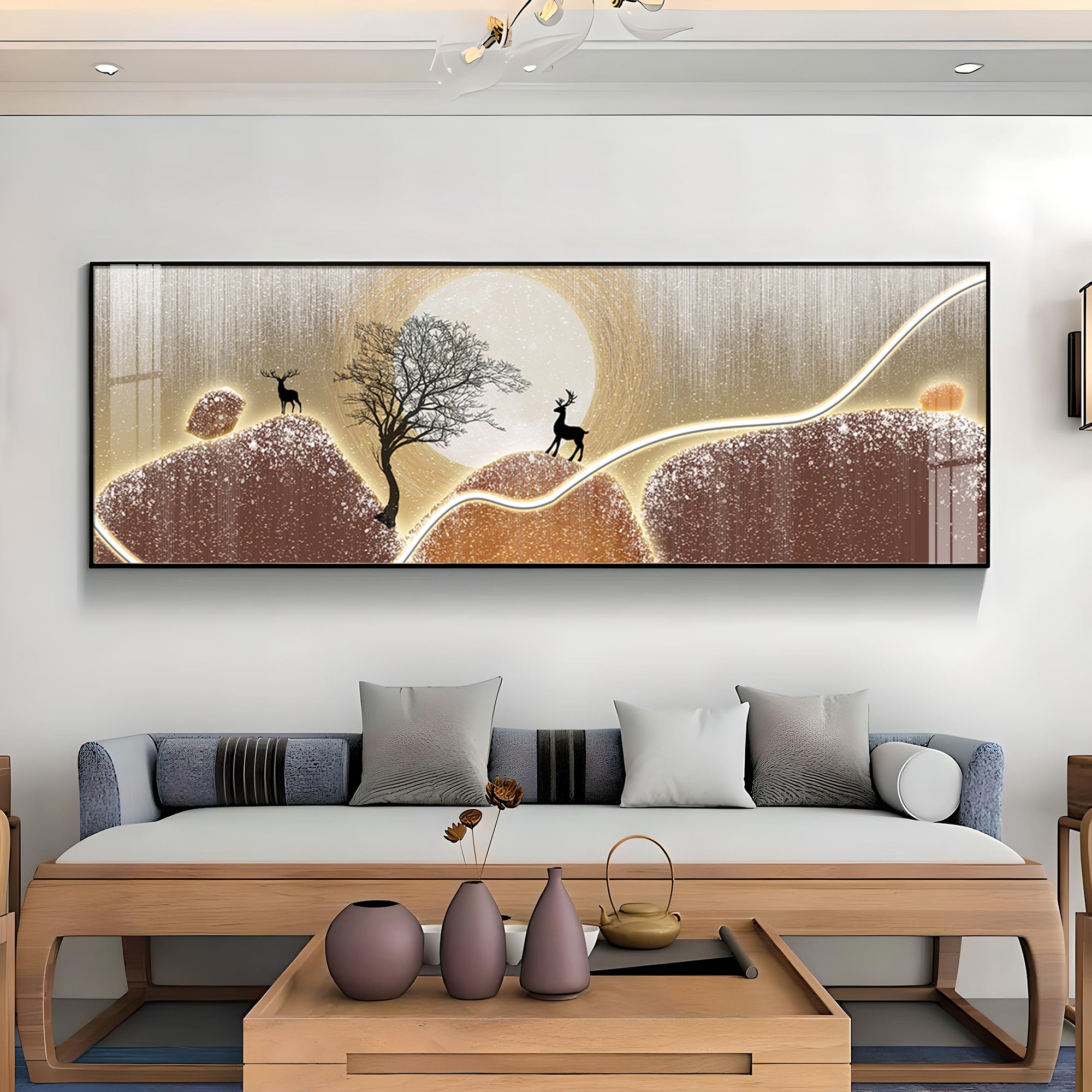 Serene Deer Scene Premium Acrylic Horizontal Wall Art