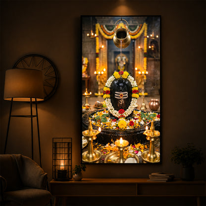 Somnath Jyotirlinga Modern Luxury Backlight Vertical Wall Art