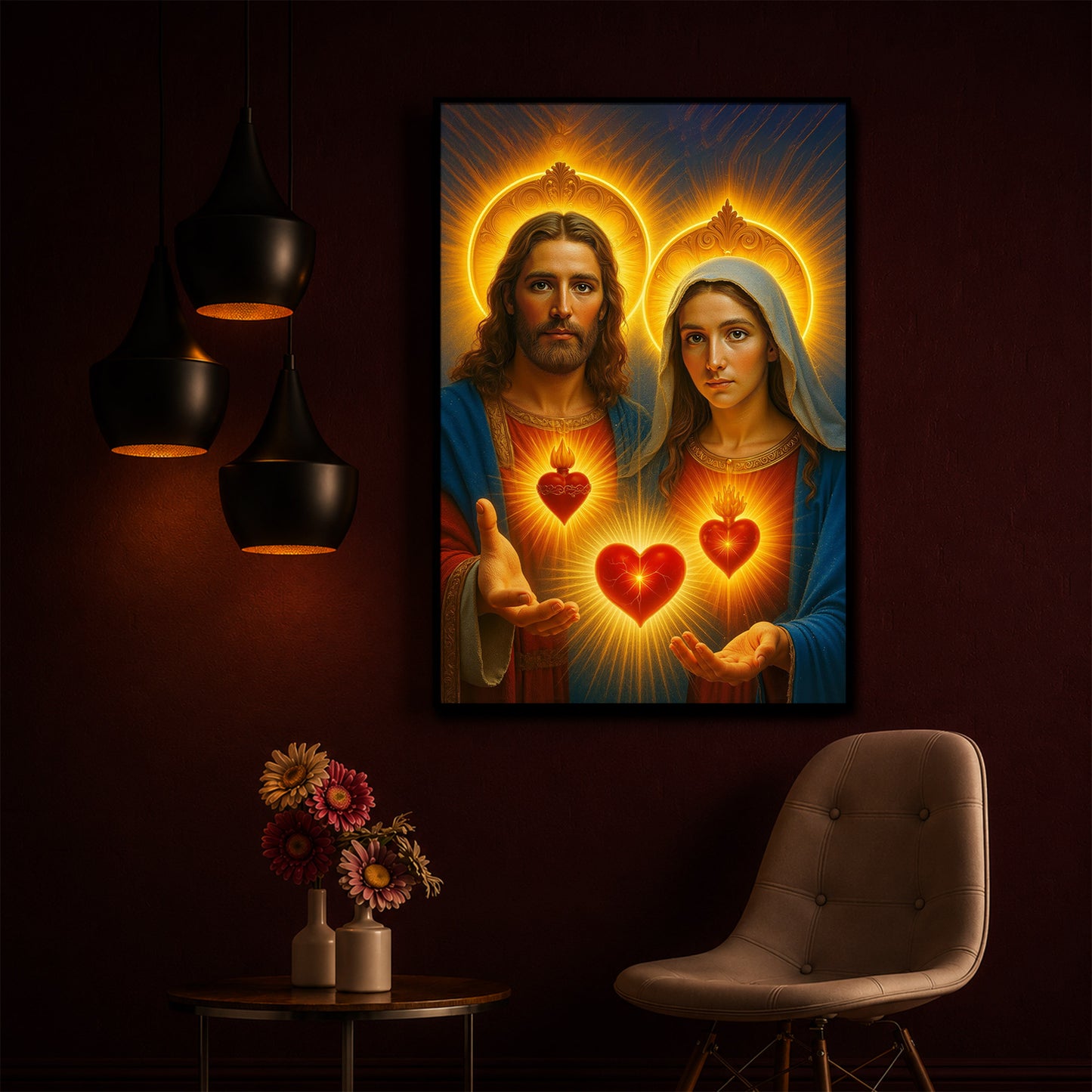 God Prayer Modern Luxury Backlight Vertical Wall Art