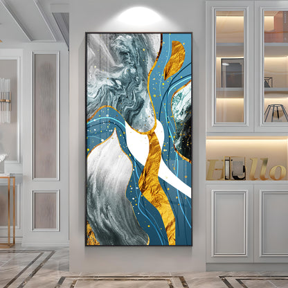 Blue & White Abstraction Premium Acrylic Vertical Wall Art
