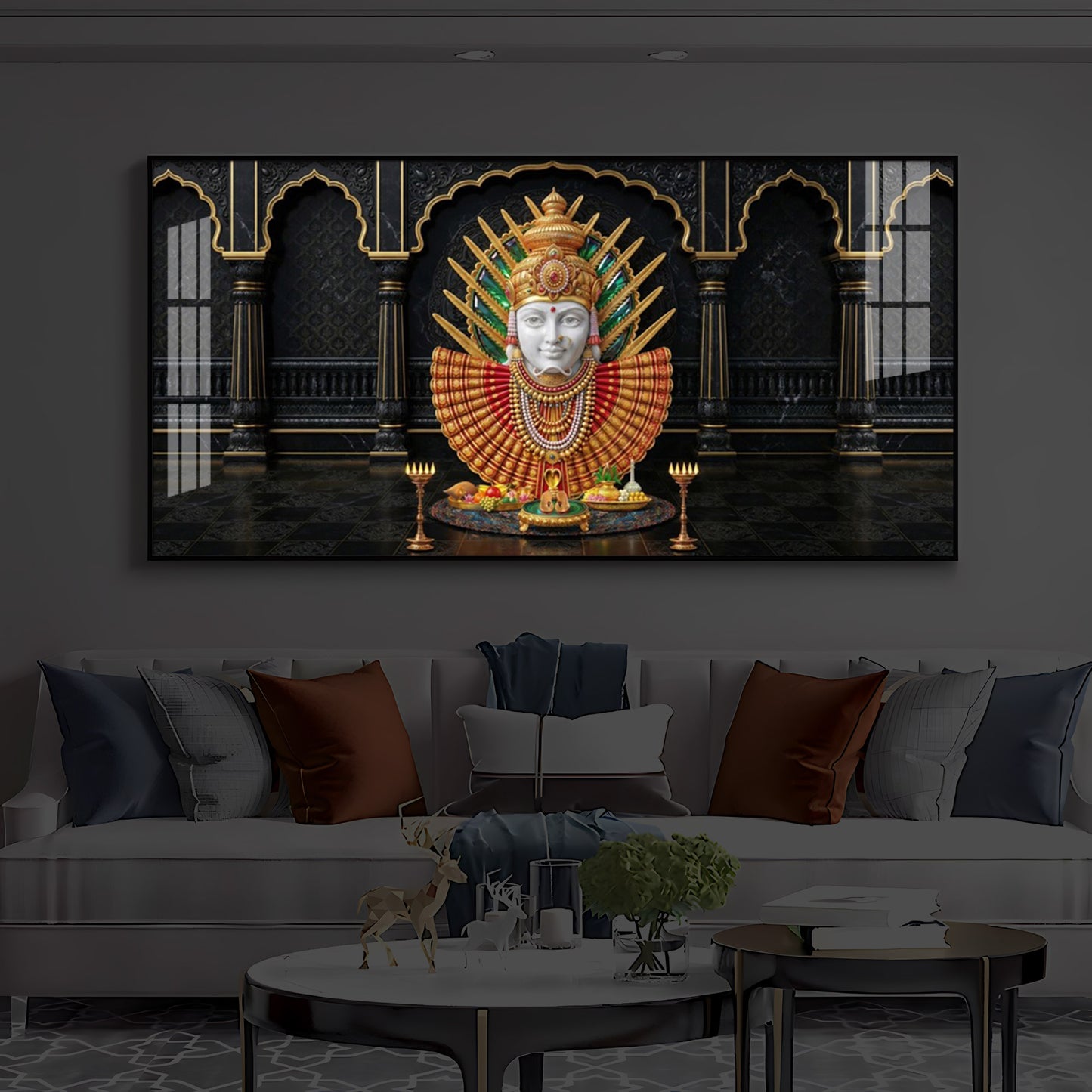 Goddess Renuka Modern Luxury Backlight Horizontal Wall Art