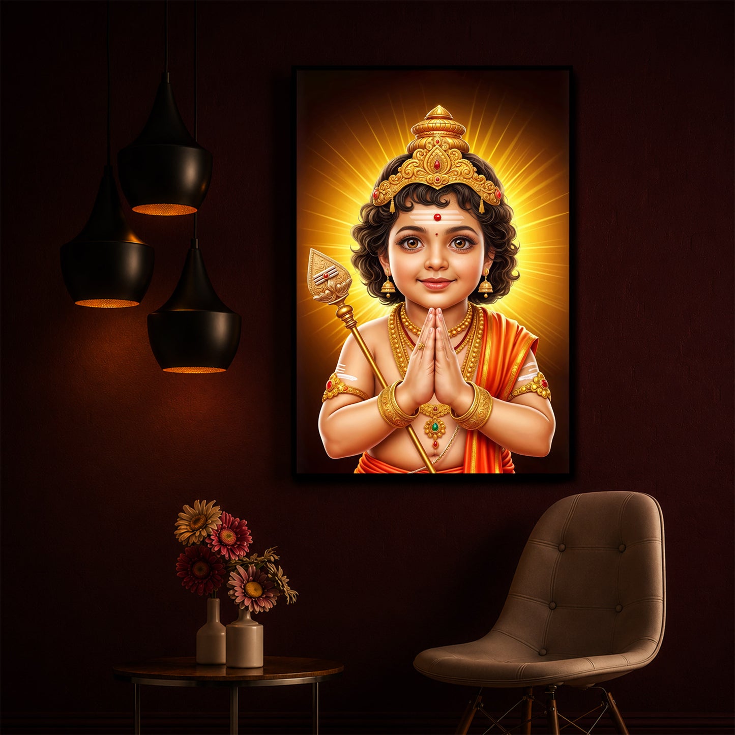 Murugan Ji Balroop Modern Luxury Backlight Vertical Wall Art