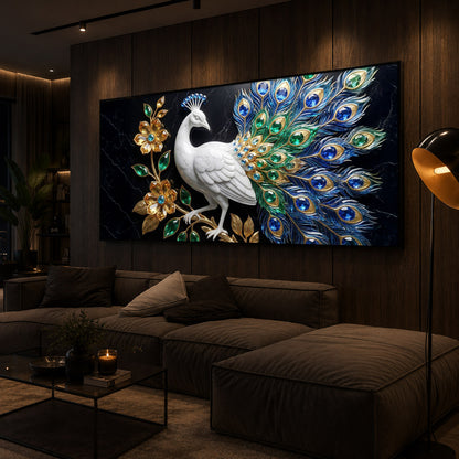 Peacock Modern Luxury Backlight Horizontal Wall Art