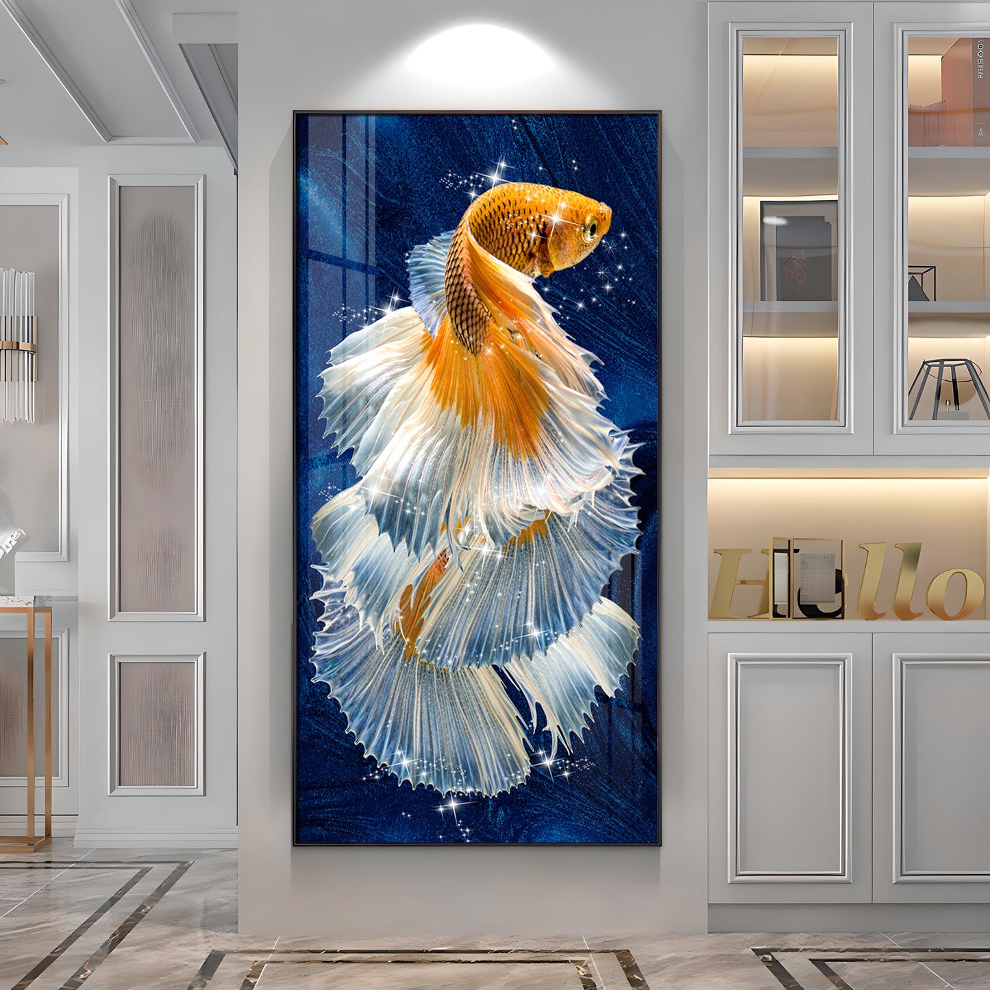 Golden Fish Premium Acrylic Vertical Wall Art