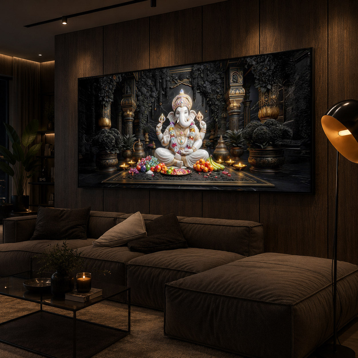 Lord Ganesha Modern Luxury Backlight Horizontal Wall Art