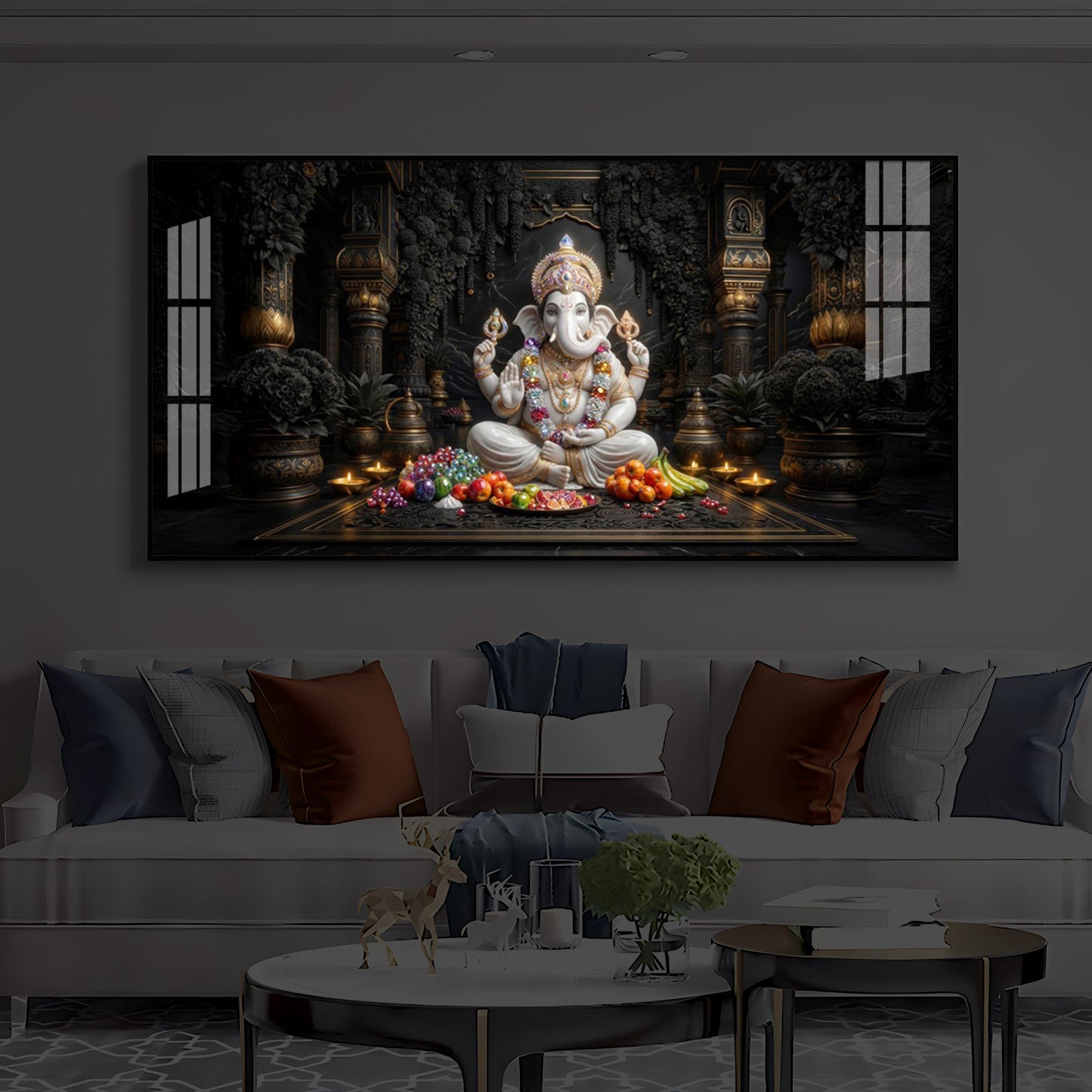 Lord Ganesha Modern Luxury Backlight Horizontal Wall Art