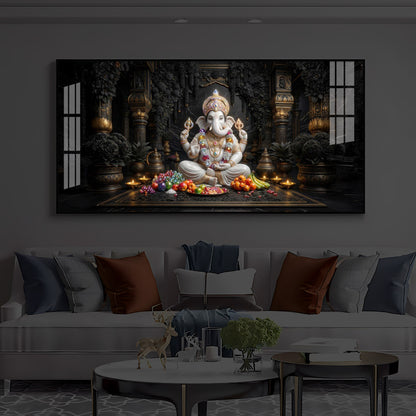 Lord Ganesha Modern Luxury Backlight Horizontal Wall Art