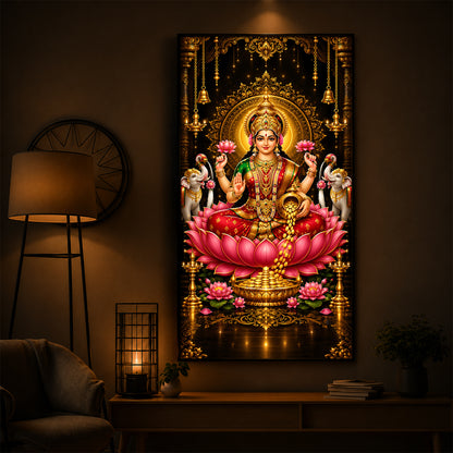 Goddess Lakshmi Modern Luxury Backlight Vertical Wall Art