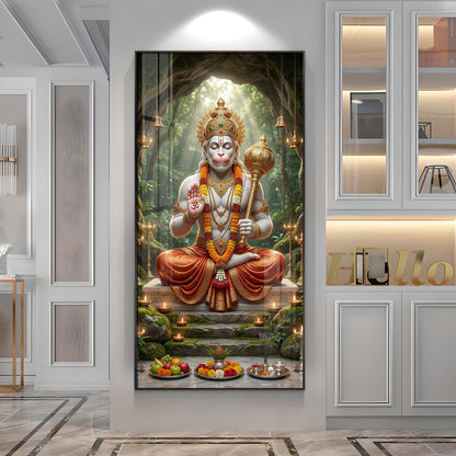 Divine God Hanuman Ji Premium Acrylic Vertical Wall Art
