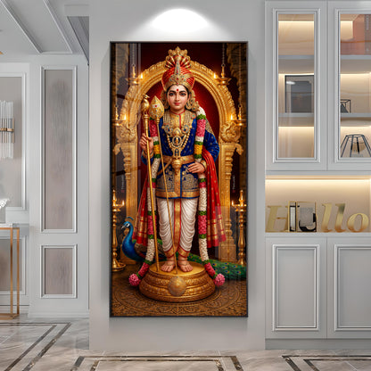 Depicting Lord Murugan Premium Acrylic Vertical Wall Art