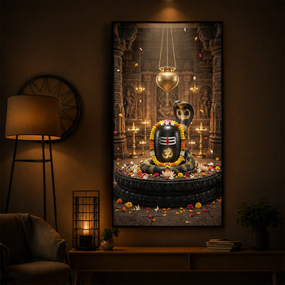 Om Namah Shivayah Modern Luxury Backlight Vertical Wall Art