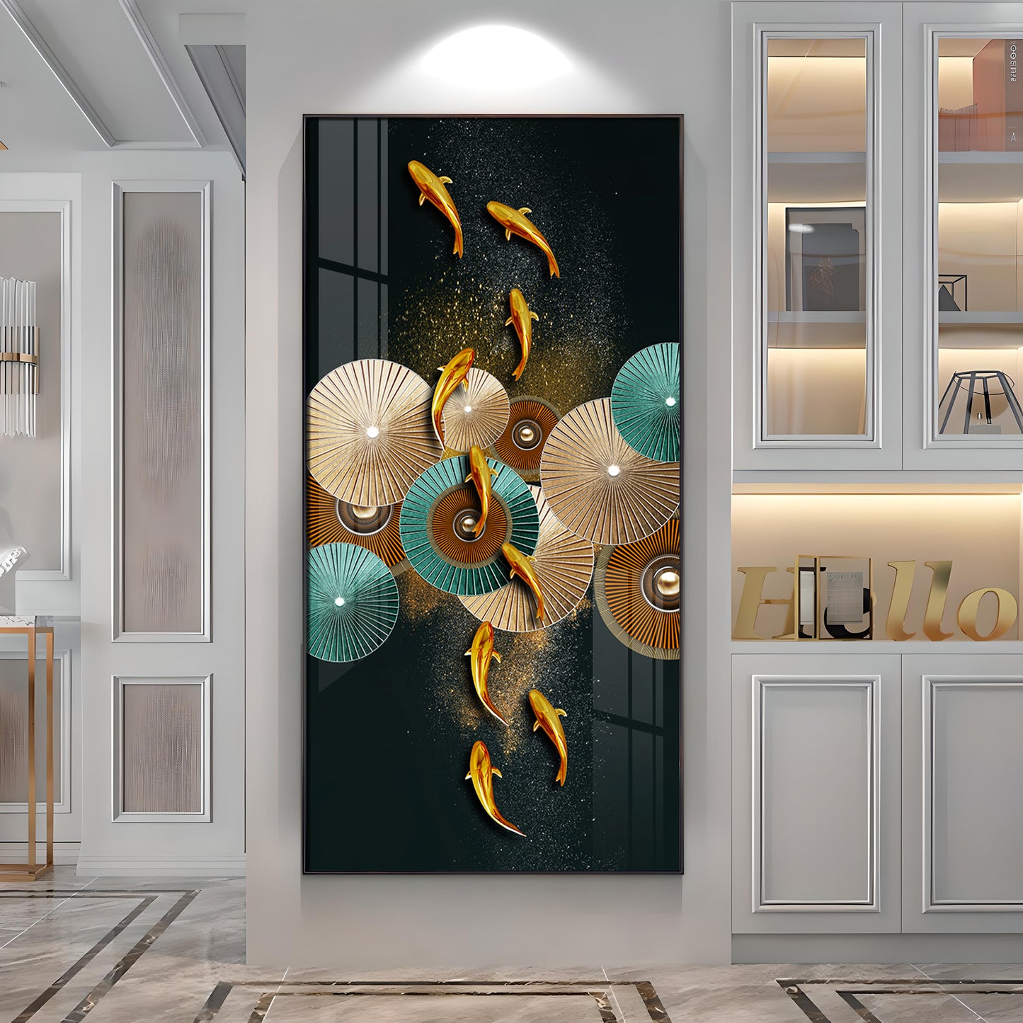 Serene Koi Fish Premium Acrylic Vertical Wall Art