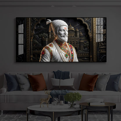 Veer Chhatrapati Shivaji Maharaj Modern Luxury Backlight Horizontal Wall Art