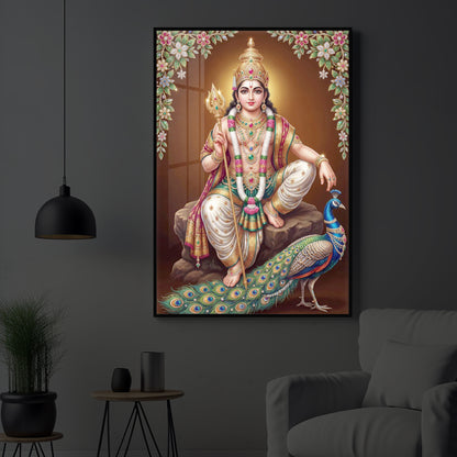 Lord kartikeya Ji Modern Luxury Backlight Vertical Wall Art