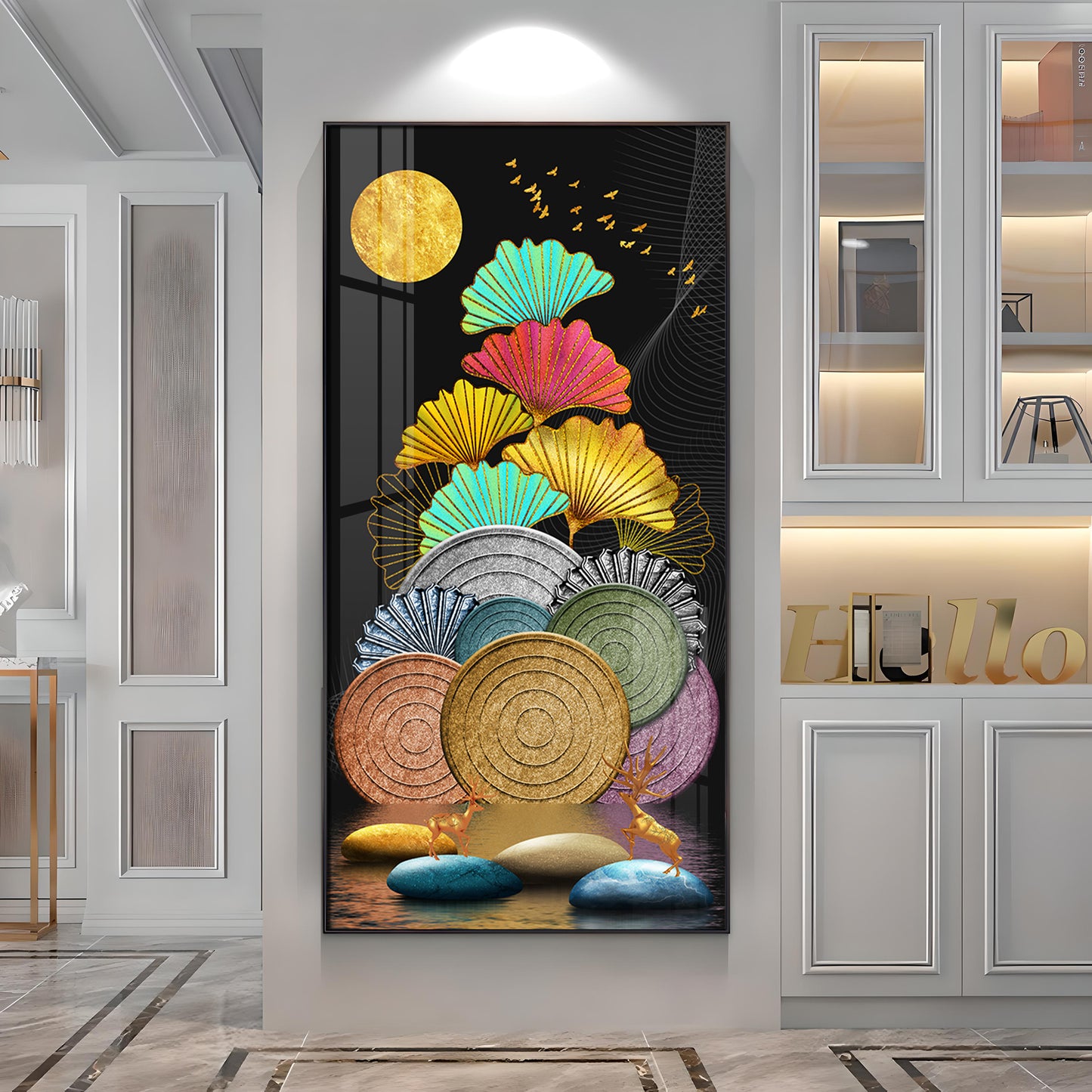 Multi Color Ginkgo Leaf Wall Premium Acrylic Vertical Wall Art