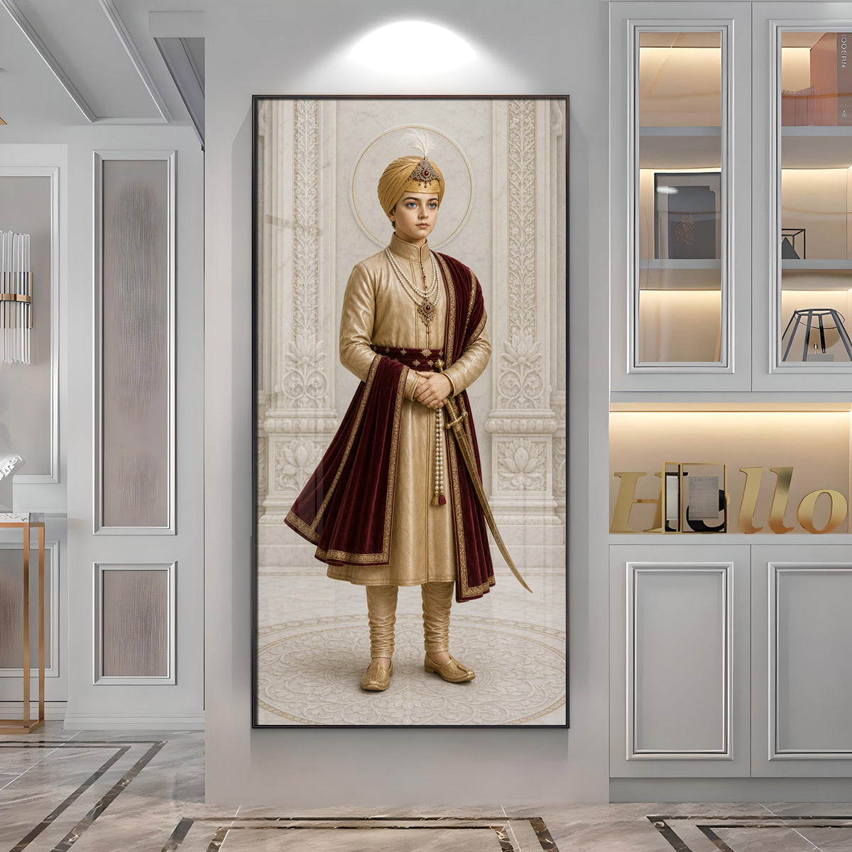 Young Sikh Guru Premium Acrylic Vertical Wall Art