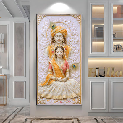 Meditation Radha Krishna Premium Acrylic Vertical Wall Art