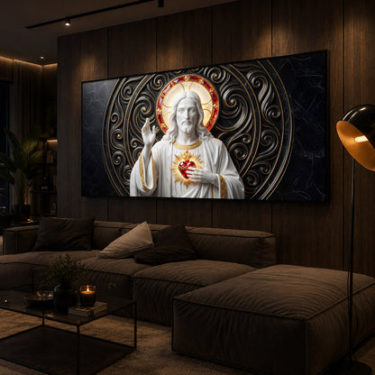 Heart Of Jesus Modern Luxury Backlight Horizontal Wall Art
