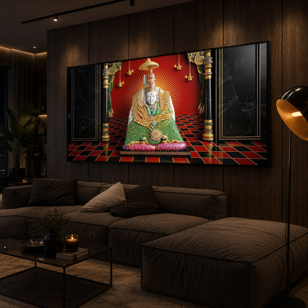 Shri Tulja Bhavani Modern Luxury Backlight Horizontal Wall Art