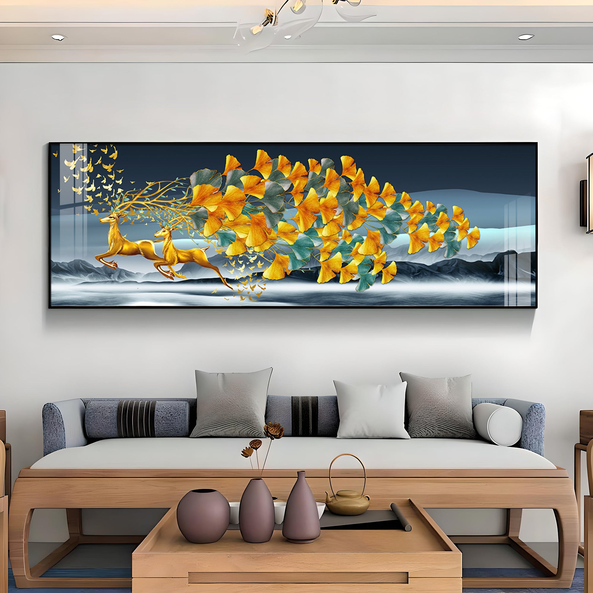 Deer Running Delight Premium Acrylic Horizontal Wall Art