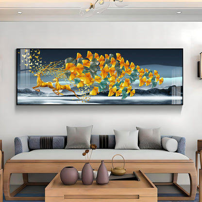 Deer Running Delight Premium Acrylic Horizontal Wall Art