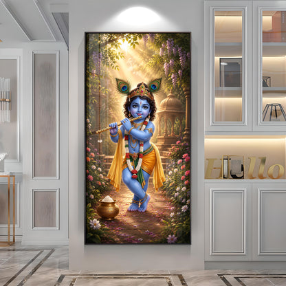 Bal Krishna Vrindavan Premium Acrylic Vertical Wall Art