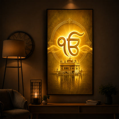 Ik Onkar Modern Luxury Backlight Vertical Wall Art