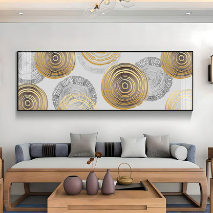 Elegant Gold and Black Rings Premium Acrylic Horizontal Wall Art